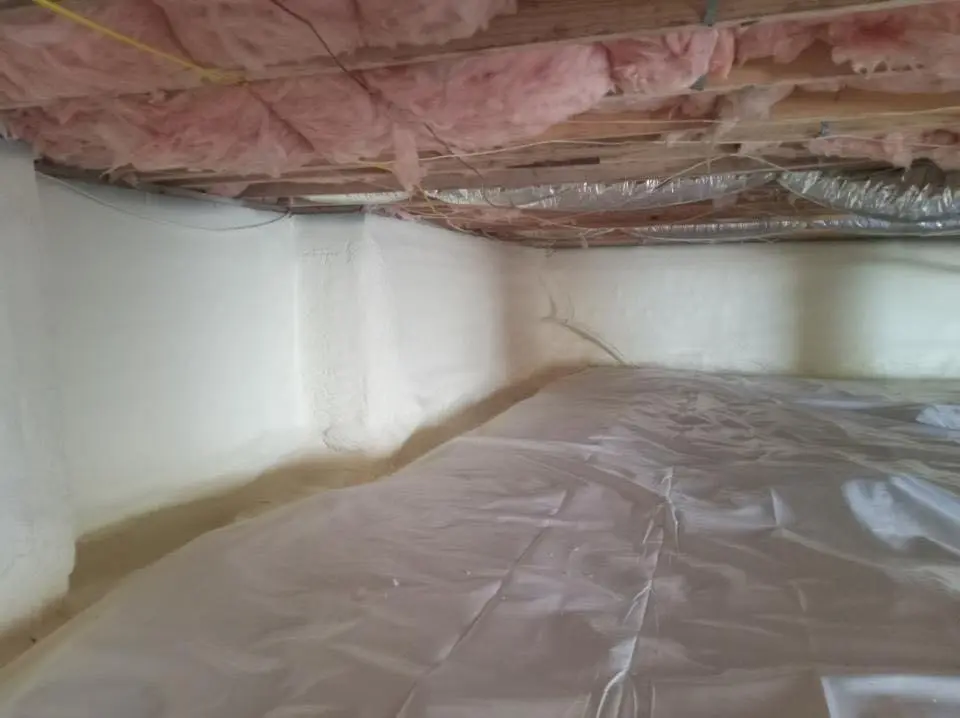 Crawl space encapsulation with closed-cell spray foam for Commercial Roof Restoration in Pottstown